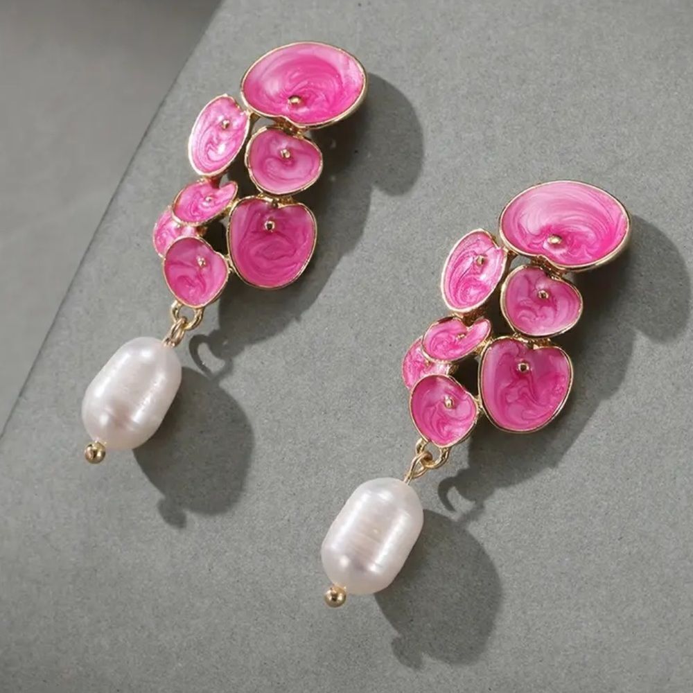 Pink statement earrings A302